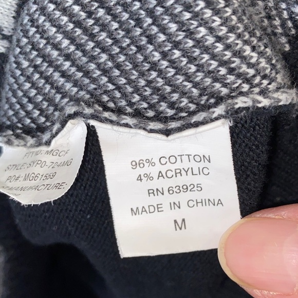 Men's V-Neck Argyle Sweater - Black, Gray, and White - Picture 14 of 16